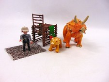 Playmobil Explorers Dinosaur Triceratops with baby and hunter with trap