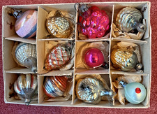 12 x Patterned small Mercury Glass Christmas Ornaments Beautiful
