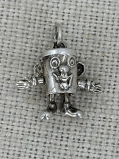 VINTAGE silver Dusty Bin articulated moving charm 1980s 321 game show character