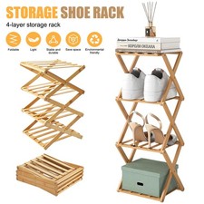 4 Tier Folding Bamboo Wood