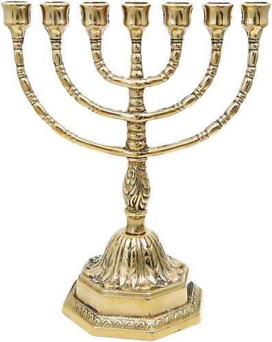 Brass tabletop menorah candle - brass,