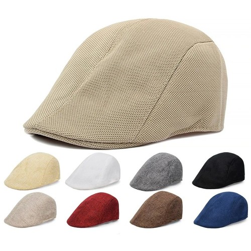Cotton linen beret newsboy hat - newsboy,
