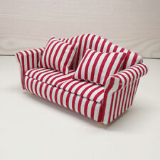 Dolls House 1:12 Scale Miniatures Red Cloth Sofa with Pillow Wooden Furniture
