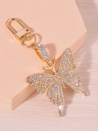 Rhinestone butterfly bag charm - rhinestone,