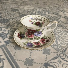 ROYAL ALBERT FLOWERS OF THE MONTH ANEMONES - MARCH Tea CUP & SAUCER