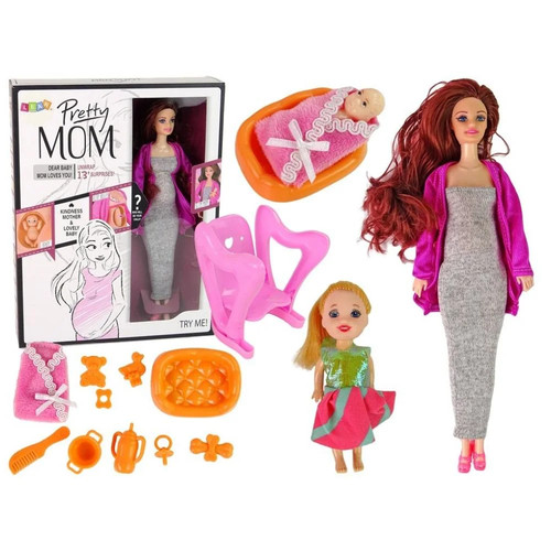 Pregnant doll long hair - hair, with