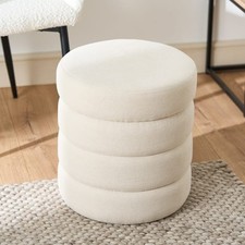 Ribbed Boucle Storage Stool |