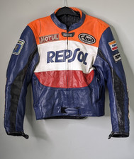 Vintage Repsol Racing motorbike motor cycle Leather Jacket size L 90s / 80s