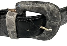 Crocodillo Designer Ladies Alligator Leather Belt 2 Tone Black Grey 30-32 Waist
