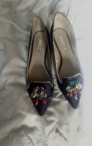 Boden navy jeweled - pointed, toe