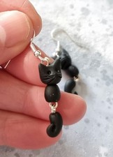 Black cat earrings handmade