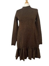 Zara Black Sparkle Junper Dress Small UK 8 10 Metallic Knit