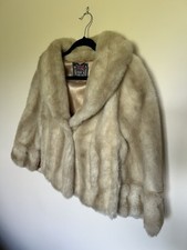 Tissavel France %100 acrylic pile event faux fur cream shrug shoulder wrap cape