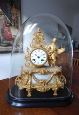 Lovely Mid Victorian Ormolu Clock with Original Gilding Intact & Dome.