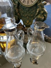 Pair Antique Hukin & Heath 925 Silver and Cristal Whisky Noggins Prince Of Wales