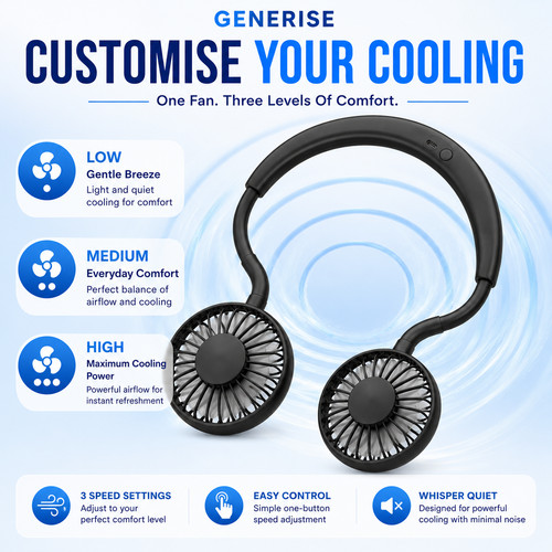 Wearable neck fan 360 - wearable,