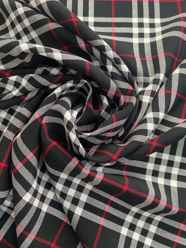 Black white red tartan - white,