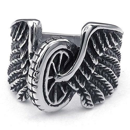 Men winged wheel ring - wheel,