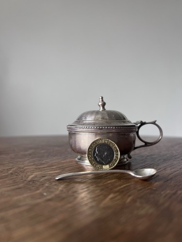 Antique solid silver mustard - solid,