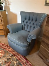 Vintage Blue Wingback Armchair