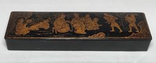 Antique Japanese Lacquered Calligraphy Box. Hand Painted.