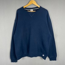 Russell Athletic Vintage Y2K Sweatshirt Mens XL Blue Blank Pullover Jumper 