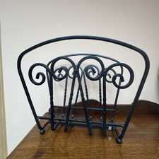 Vintage Heavy Wrought Iron Magazine Rack Holder Stand Home Decor Retro Style GC