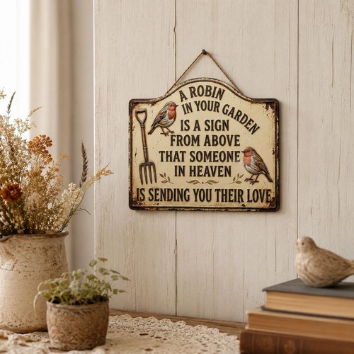 Robin wooden garden sign - robin,