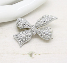 Stylish Vintage Charles Horner Staybrite Metal Small Bow BROOCH Pin Jewellery