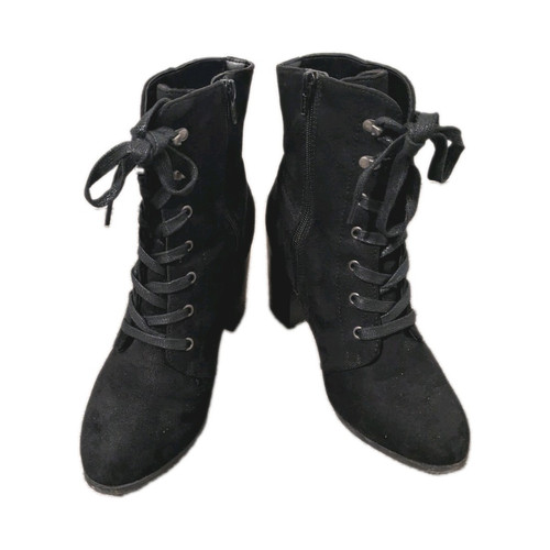 Black lace boots - black, size