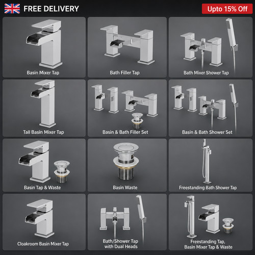 Chrome waterfall bathroom taps - waterfall,