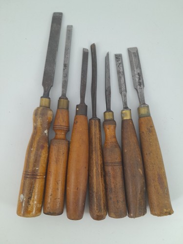 Vintage wooden handled chisels - vintage,