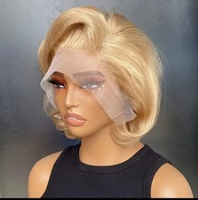 Curly Bob Wig 13x4 Lace Front Brazilian Remy Human Hair Pixie Cut Wig Pre