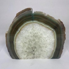 Large Green Polished Cut Base Agate Geode Book End Pair 126mm, Bookend, Brazil