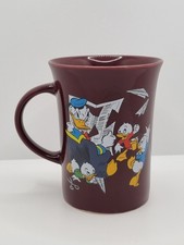 Disney Store Ceramic Mug Donald Duck & Nephews Design Maroon Tea Coffee Cup Rare