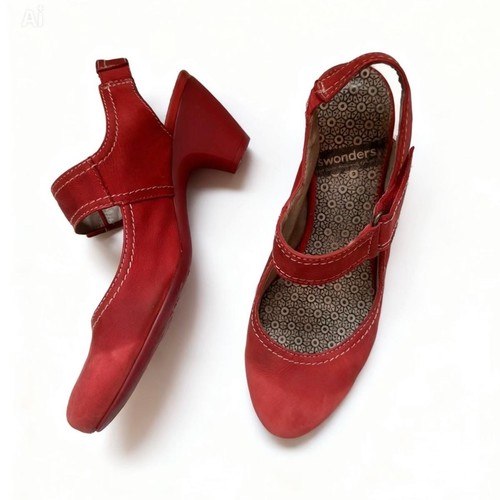 Wonders red leather - leather, slingback