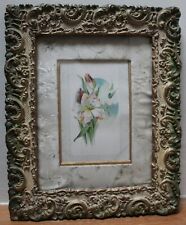 Antique Edwardian Floral (tulips and lilies) Botanical Print, Ornate Gilt Frame