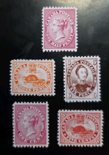 Canada stamps 1858 1859 - stamps, #11-15