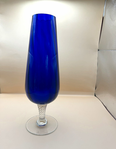 Blue clear glass bud - blue, vase