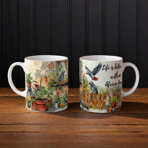 African grey parrot mug life - african,