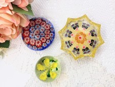 Vintage Glass Paperweight Trio