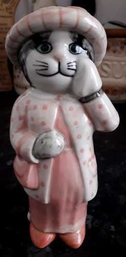 Quail ceramics cat figurine - ceramics,