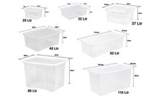 4L/25L/32L/45L/62L/80L/110L Small-Extra Large Clear Plastic Storage Box With Lid