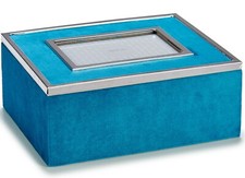 Jewellery Box Teal Blue Velvet