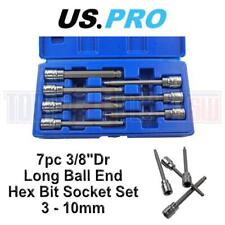 US PRO 7pc 3/8"Dr Long Ball End Hex Bit Socket Set 3 - 10mm Allen Key 1499