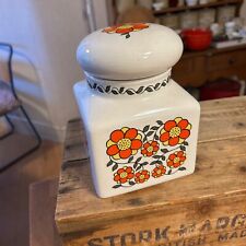 Vintage Taunton Vale –Large Lidded Storage Jar – Orange Flowers – Retro! –
