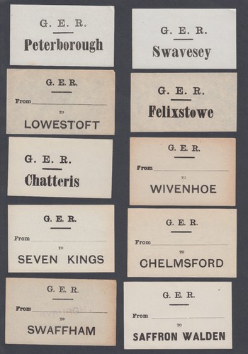Ten old luggage labels - old,