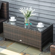 Rattan Outdoor Garden Furniture Weave Wicker Coffee Table - Black/Grey/Brown