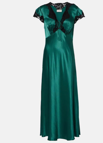 Rixo green amari satin - green, midi