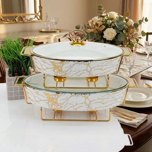 2pc ceramic chafing - 13", 15"